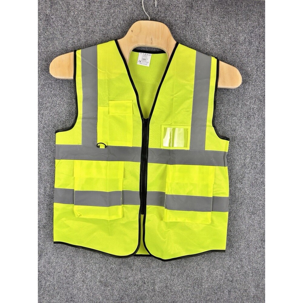 Hi Vis Safety Vest Size L Neon Yellow Reflective Zip Work Vest EN ISO 20471